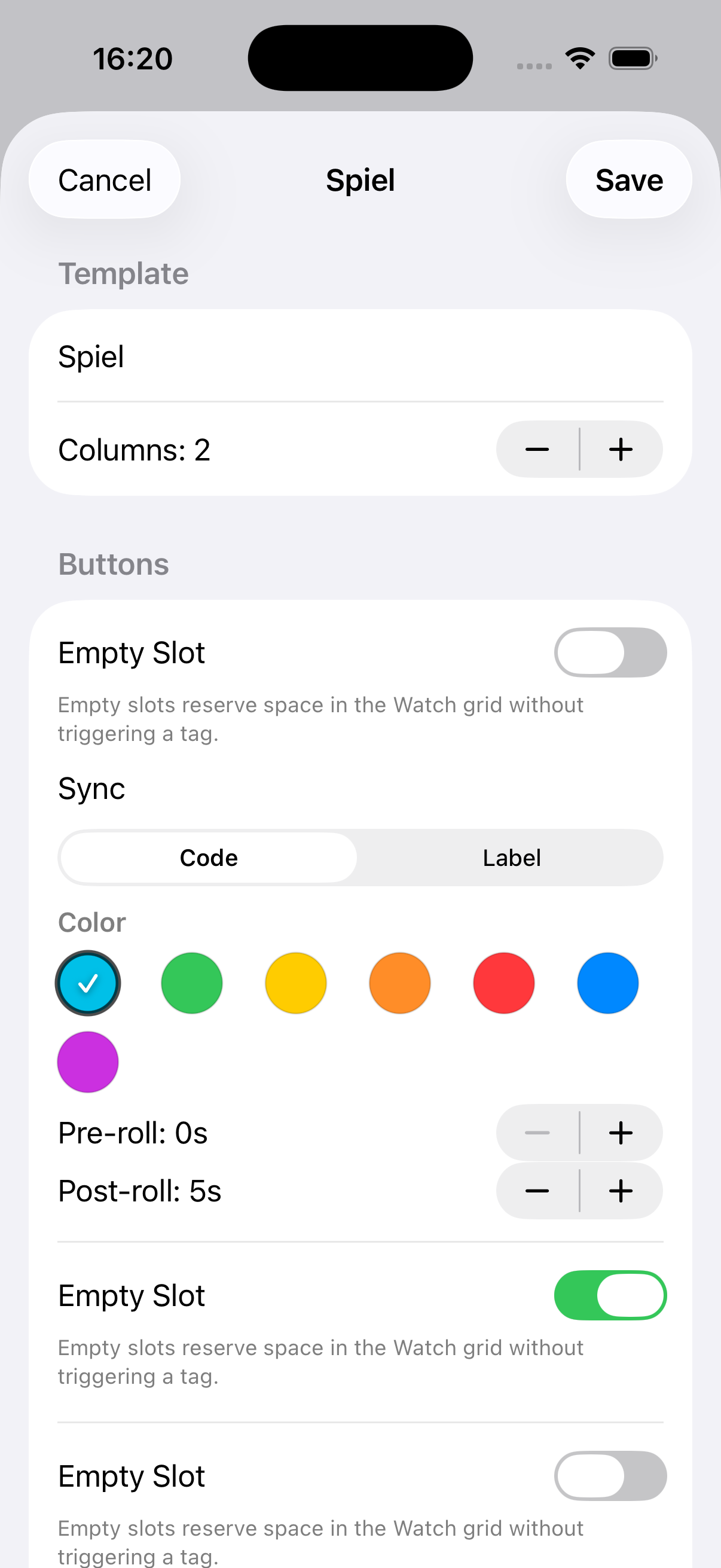 Watch-Vorlage im iPhone Editor