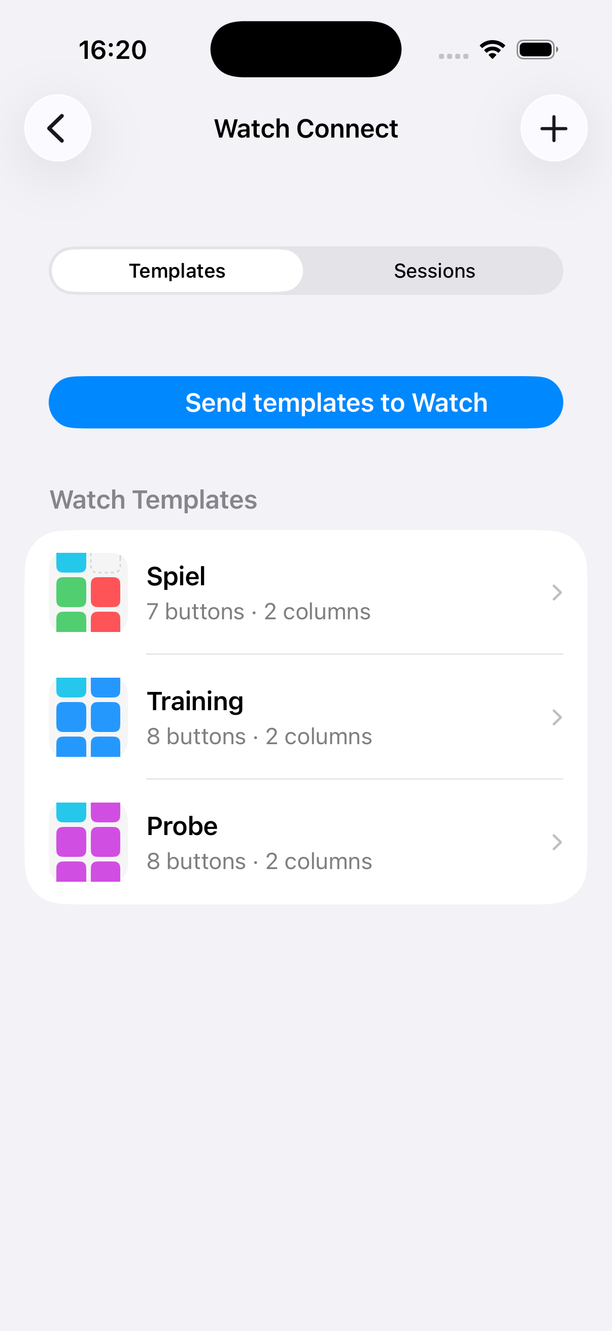 Watch Connect Vorlagen in Coder Phone